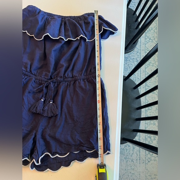 Vineyard Vines Womens Navy Strapless Ruffled Scalloped Romper Size XS - Picture 9 of 14
